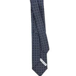 CRAVATTA SARTORIALE CLASSICA IN SETA BLU SCURO Microfantasia fiore