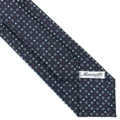 CRAVATTA SARTORIALE CLASSICA IN SETA BLU SCURO Microfantasia fiore