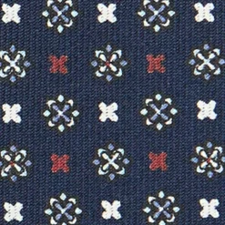 CRAVATTA SARTORIALE CLASSICA IN SETA BLU SCURO Microfantasia fiore