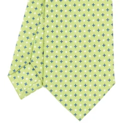 CRAVATTA SARTORIALE CLASSICA IN SETA VERDE CHIARO Microfantasia fiore