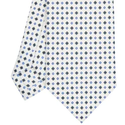CRAVATTA SARTORIALE CLASSICA IN SETA BIANCA Microfantasia fiore