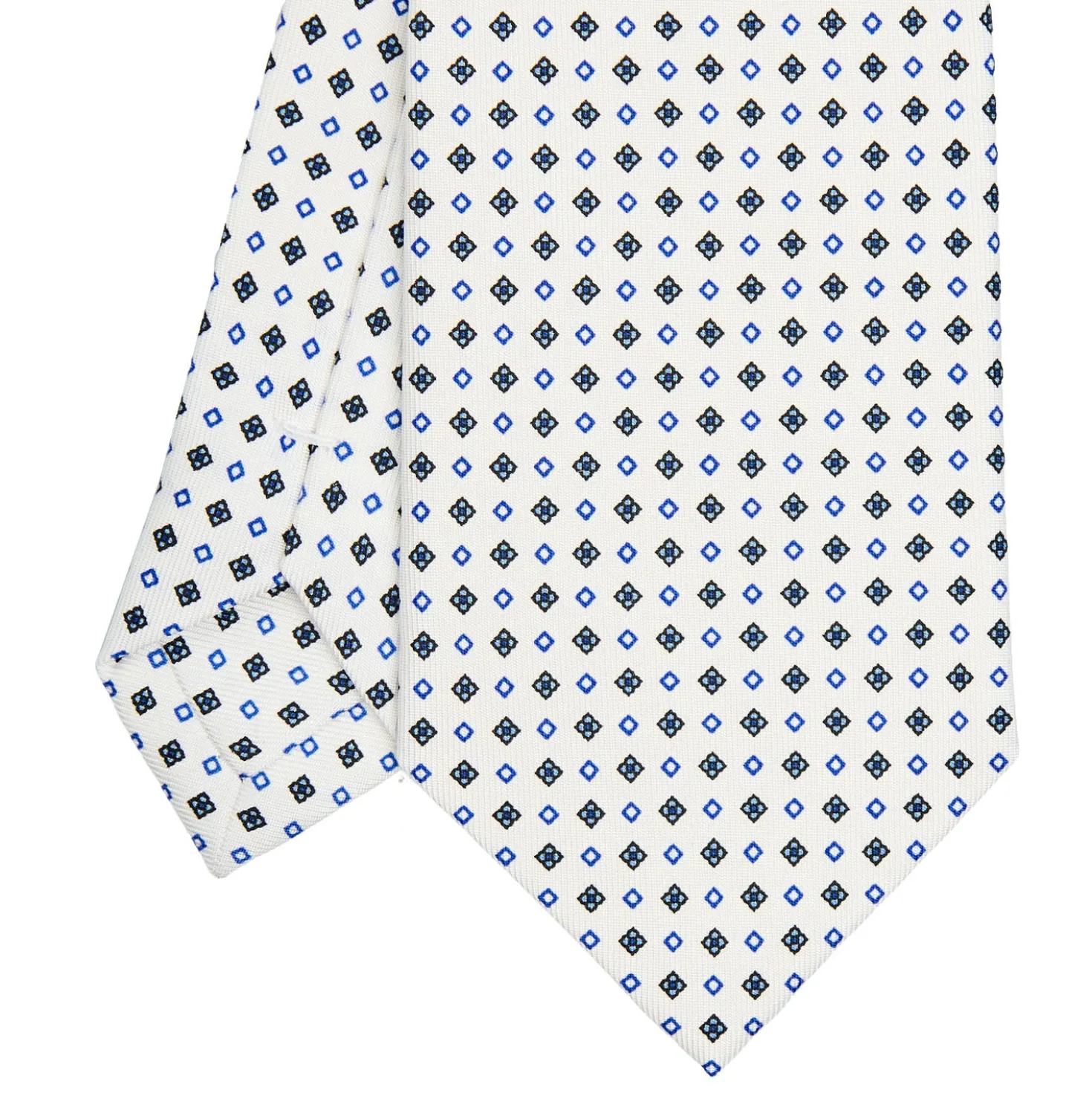 CRAVATTA SARTORIALE CLASSICA IN SETA BIANCA Microfantasia fiore