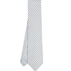 CRAVATTA SARTORIALE CLASSICA IN SETA BIANCA Microfantasia fiore