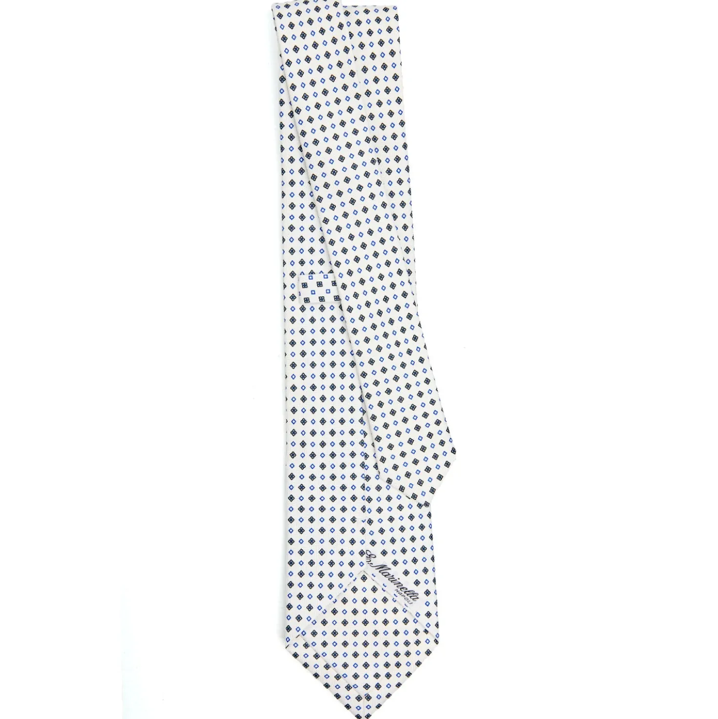 CRAVATTA SARTORIALE CLASSICA IN SETA BIANCA Microfantasia fiore