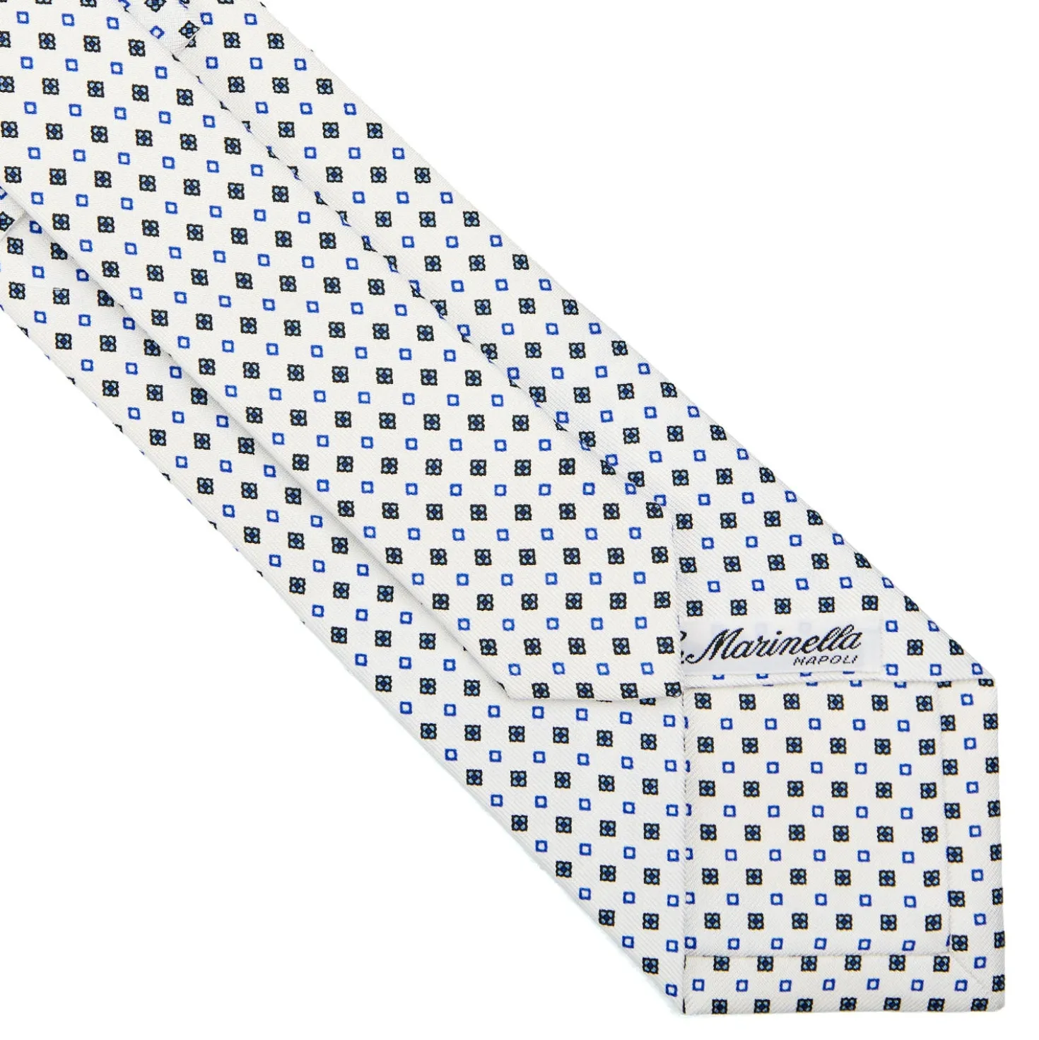 CRAVATTA SARTORIALE CLASSICA IN SETA BIANCA Microfantasia fiore