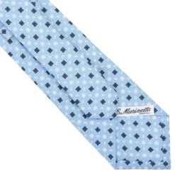 CRAVATTA SARTORIALE CLASSICA IN SETA AZZURRA Microfantasia fiore
