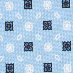 CRAVATTA SARTORIALE CLASSICA IN SETA AZZURRA Microfantasia fiore