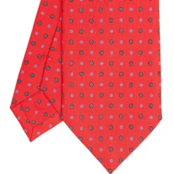 CRAVATTA SARTORIALE CLASSICA IN SETA ROSSO Microfantasia fiore