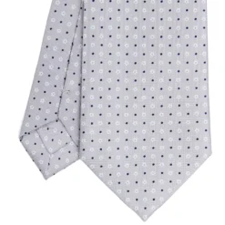 CRAVATTA SARTORIALE CLASSICA IN SETA GRIGIO CHIARO Microfantasia fiore