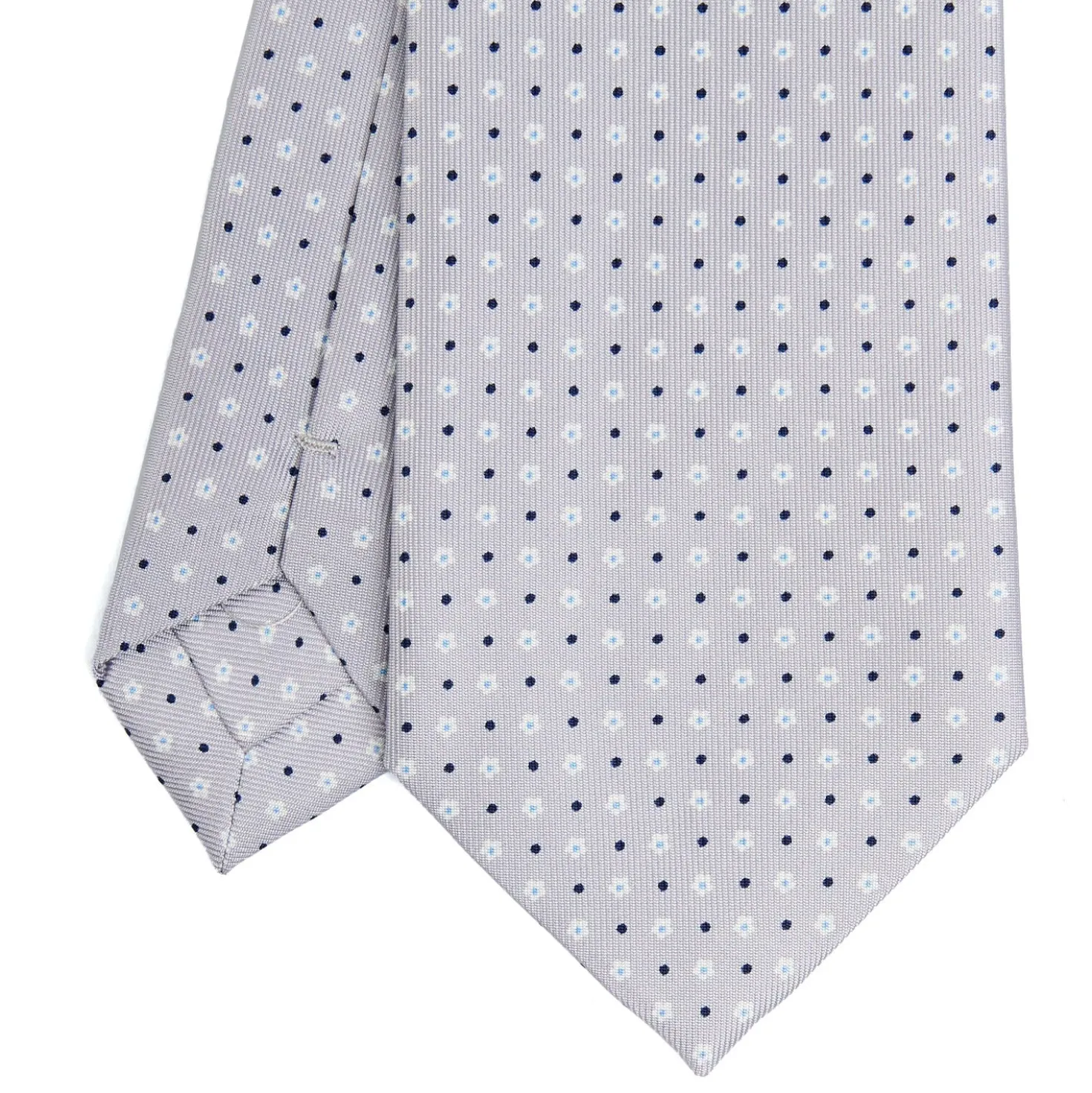 CRAVATTA SARTORIALE CLASSICA IN SETA GRIGIO CHIARO Microfantasia fiore