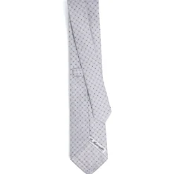 CRAVATTA SARTORIALE CLASSICA IN SETA GRIGIO CHIARO Microfantasia fiore