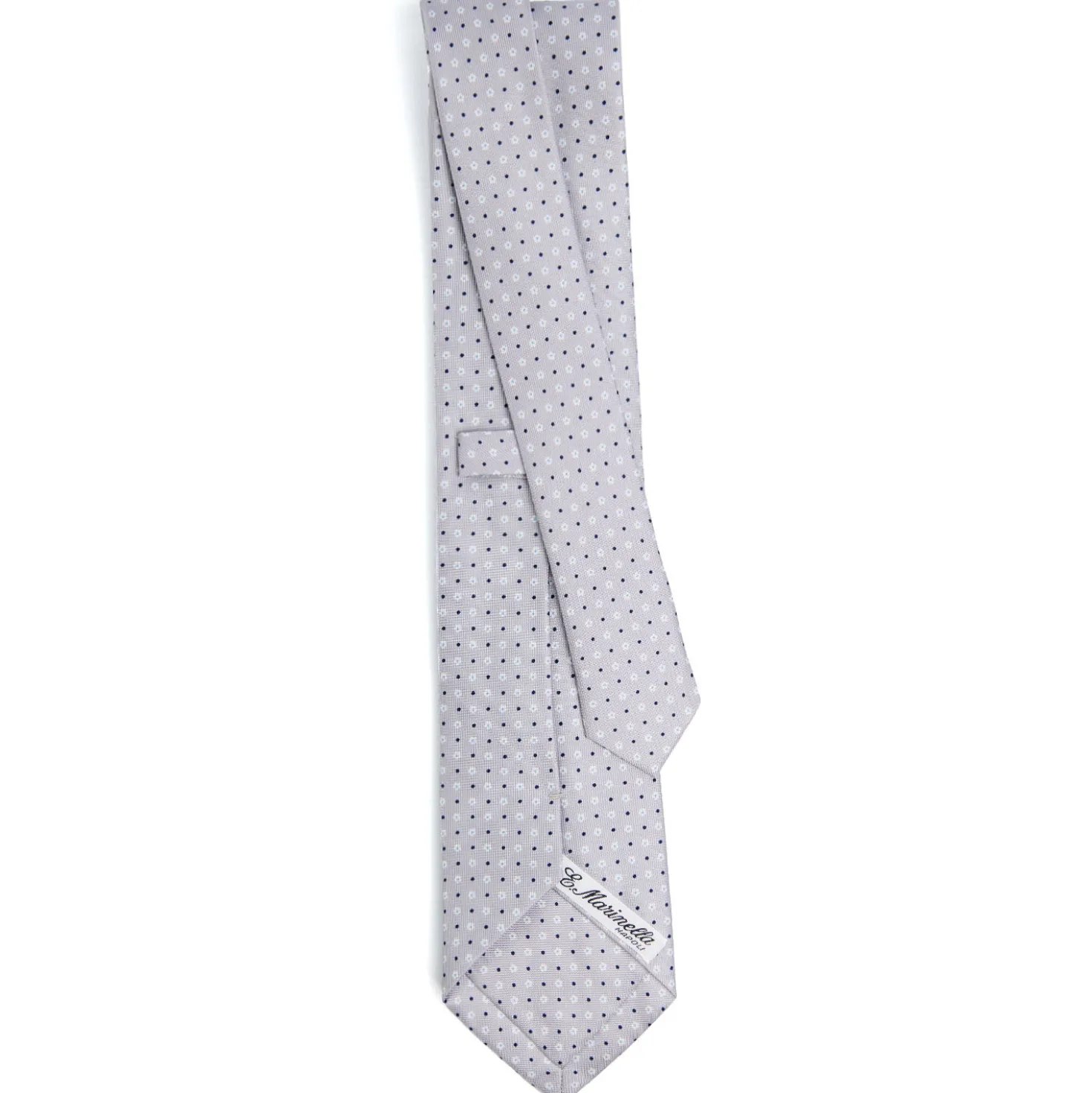 CRAVATTA SARTORIALE CLASSICA IN SETA GRIGIO CHIARO Microfantasia fiore