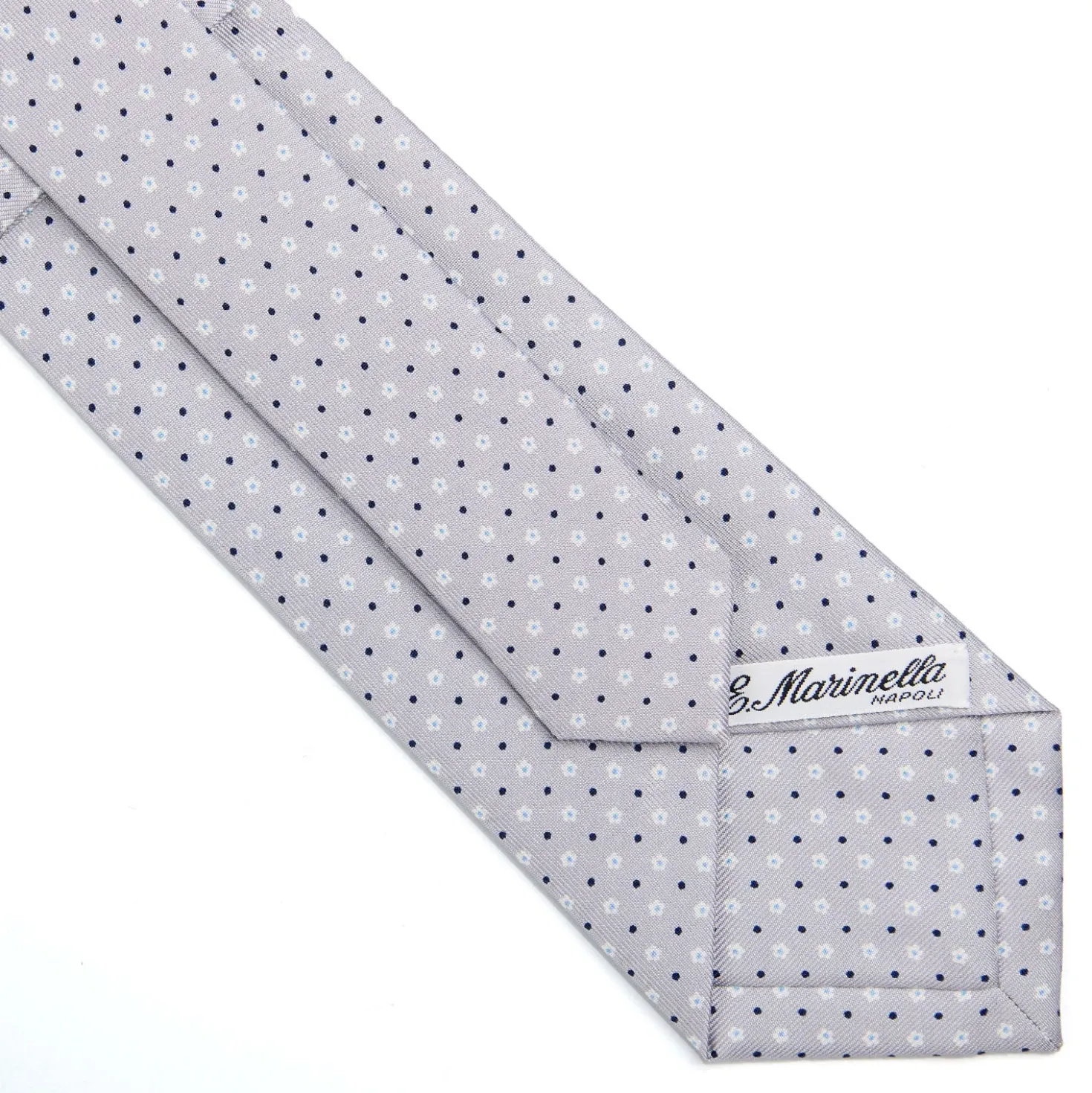 CRAVATTA SARTORIALE CLASSICA IN SETA GRIGIO CHIARO Microfantasia fiore