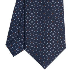 CRAVATTA SARTORIALE CLASSICA IN SETA BLU SCURO Microfantasia fiore