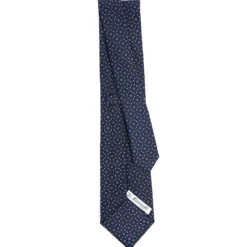 CRAVATTA SARTORIALE CLASSICA IN SETA BLU SCURO Microfantasia fiore