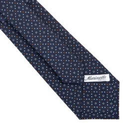 CRAVATTA SARTORIALE CLASSICA IN SETA BLU SCURO Microfantasia fiore