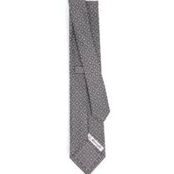 CRAVATTA SARTORIALE CLASSICA IN SETA GRIGIO CHIARO Microfantasia fiore
