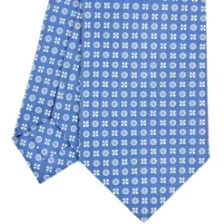 CRAVATTA SARTORIALE CLASSICA IN SETA AZZURRO POLVERE Microfantasia fiore