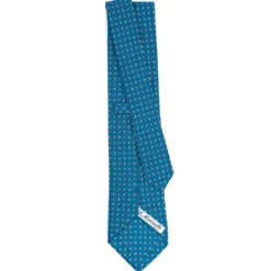 CRAVATTA SARTORIALE CLASSICA IN SETA BLU MEDIO Microfantasia fiore
