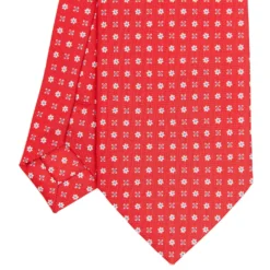 CRAVATTA SARTORIALE CLASSICA IN SETA ROSSA Microfantasia fiore