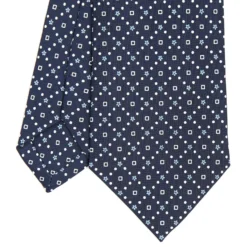 CRAVATTA SARTORIALE CLASSICA IN SETA BLU SCURO Microfantasia fiore