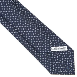 CRAVATTA SARTORIALE CLASSICA IN SETA BLU SCURO Microfantasia fiore