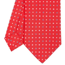 CRAVATTA SARTORIALE CLASSICA IN SETA ROSSA Microfantasia fiore