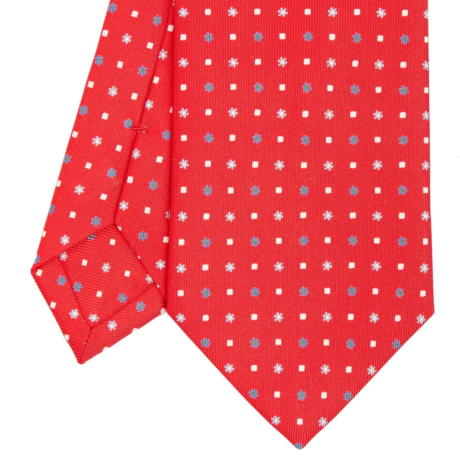 CRAVATTA SARTORIALE CLASSICA IN SETA ROSSA Microfantasia fiore
