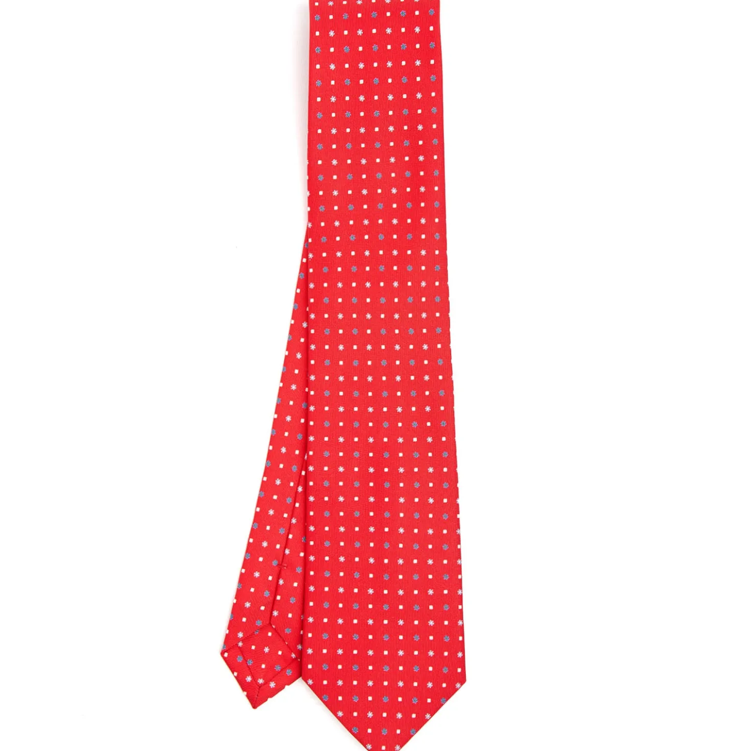 CRAVATTA SARTORIALE CLASSICA IN SETA ROSSA Microfantasia fiore