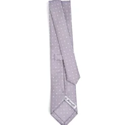 CRAVATTA SARTORIALE CLASSICA IN SETA GRIGIO CHIARO Microfantasia fiore