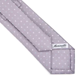 CRAVATTA SARTORIALE CLASSICA IN SETA GRIGIO CHIARO Microfantasia fiore