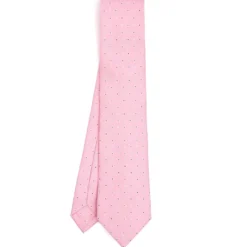 CRAVATTA SARTORIALE CLASSICA IN SETA ROSA Microfantasia fiore