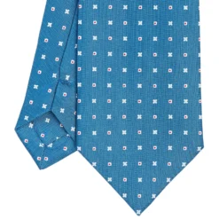 CRAVATTA SARTORIALE CLASSICA IN SETA BLU Microfantasia fiore