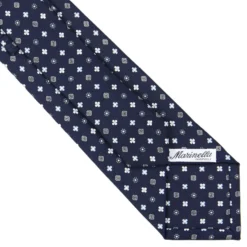 CRAVATTA SARTORIALE CLASSICA IN SETA BLU SCURO Microfantasia fiore
