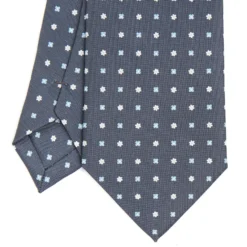 CRAVATTA SARTORIALE CLASSICA IN SETA GRIGIO SCURO Microfantasia fiore