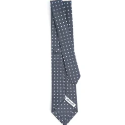 CRAVATTA SARTORIALE CLASSICA IN SETA GRIGIO SCURO Microfantasia fiore