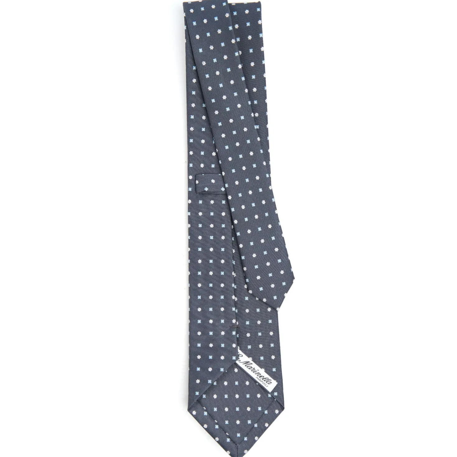 CRAVATTA SARTORIALE CLASSICA IN SETA GRIGIO SCURO Microfantasia fiore
