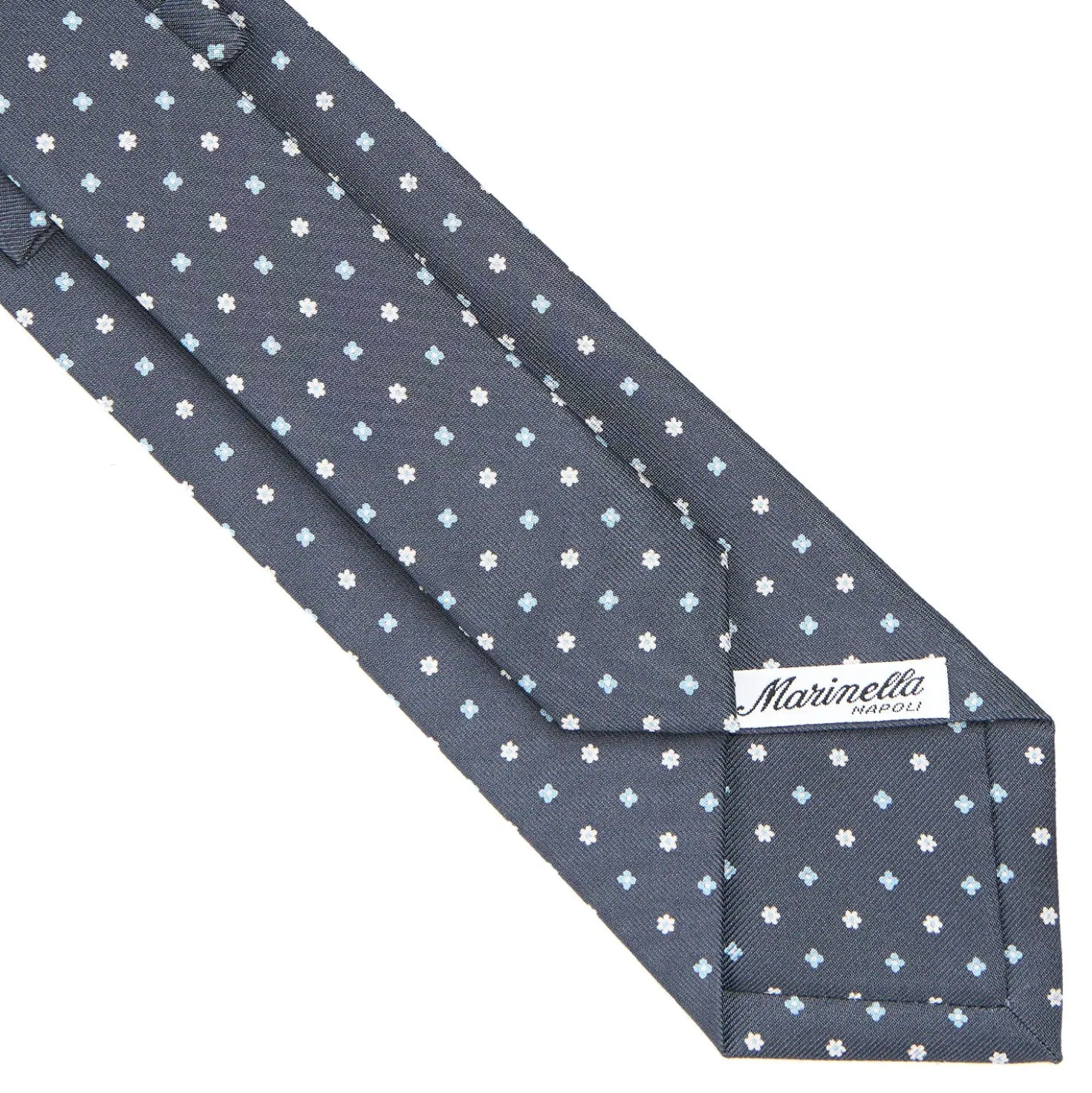 CRAVATTA SARTORIALE CLASSICA IN SETA GRIGIO SCURO Microfantasia fiore