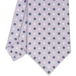 CRAVATTA SARTORIALE CLASSICA IN SETA GRIGIO CHIARO Microfantasia fiore