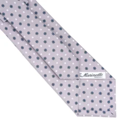 CRAVATTA SARTORIALE CLASSICA IN SETA GRIGIO CHIARO Microfantasia fiore