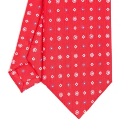 CRAVATTA SARTORIALE CLASSICA IN SETA ROSSA Microfantasia fiore