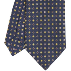 CRAVATTA SARTORIALE CLASSICA IN SETA BLU SCURO Microfantasia fiore