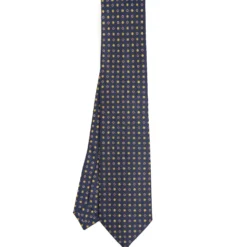 CRAVATTA SARTORIALE CLASSICA IN SETA BLU SCURO Microfantasia fiore