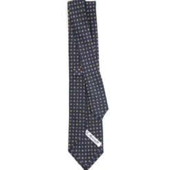 CRAVATTA SARTORIALE CLASSICA IN SETA BLU SCURO Microfantasia fiore