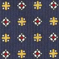CRAVATTA SARTORIALE CLASSICA IN SETA BLU SCURO Microfantasia fiore