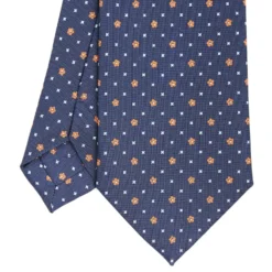 CRAVATTA SARTORIALE CLASSICA IN SETA BLU SCURO Microfantasia fiore