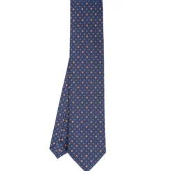 CRAVATTA SARTORIALE CLASSICA IN SETA BLU SCURO Microfantasia fiore