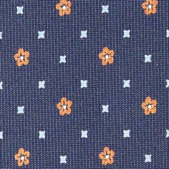 CRAVATTA SARTORIALE CLASSICA IN SETA BLU SCURO Microfantasia fiore