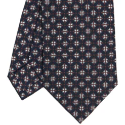 CRAVATTA SARTORIALE CLASSICA IN SETA BLU SCURO Microfantasia fiore