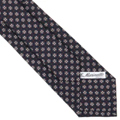 CRAVATTA SARTORIALE CLASSICA IN SETA BLU SCURO Microfantasia fiore